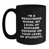 Funny Christmas Unique Gifts for Registered Nurse Friends - Sassy Black Coffee Mug from Coworkers - Main
